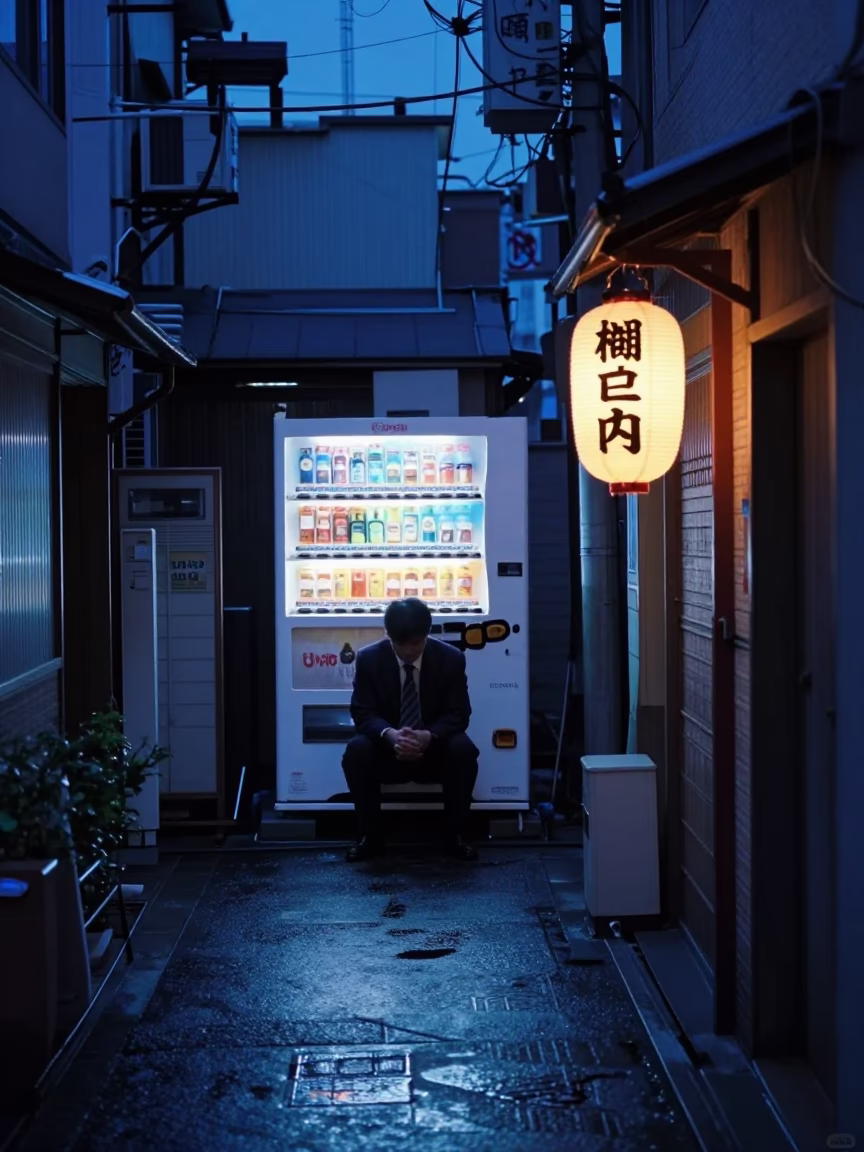 Salaryman at Blue Hour in in Tokyo, Japan