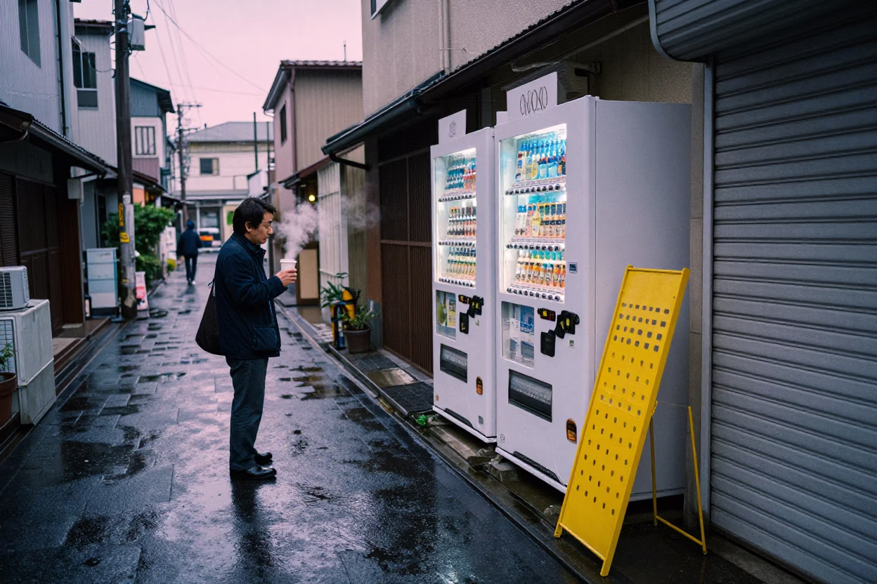 Salaryman in Osaka at First Light in in Osaka, Japan