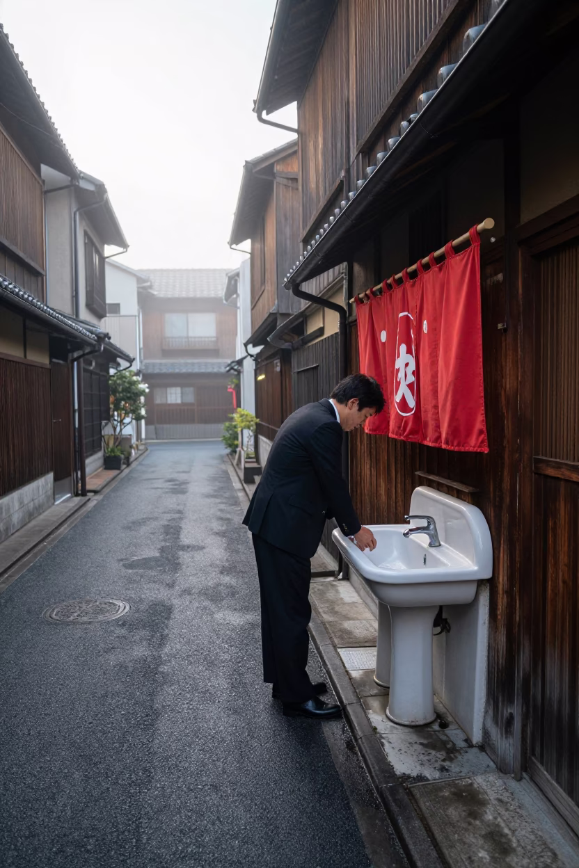 Salaryman Pausing in Osaka in in Osaka, Japan