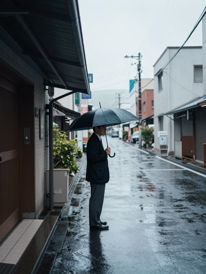 Salaryman Pausing in Sapporo in in Sapporo, Japan