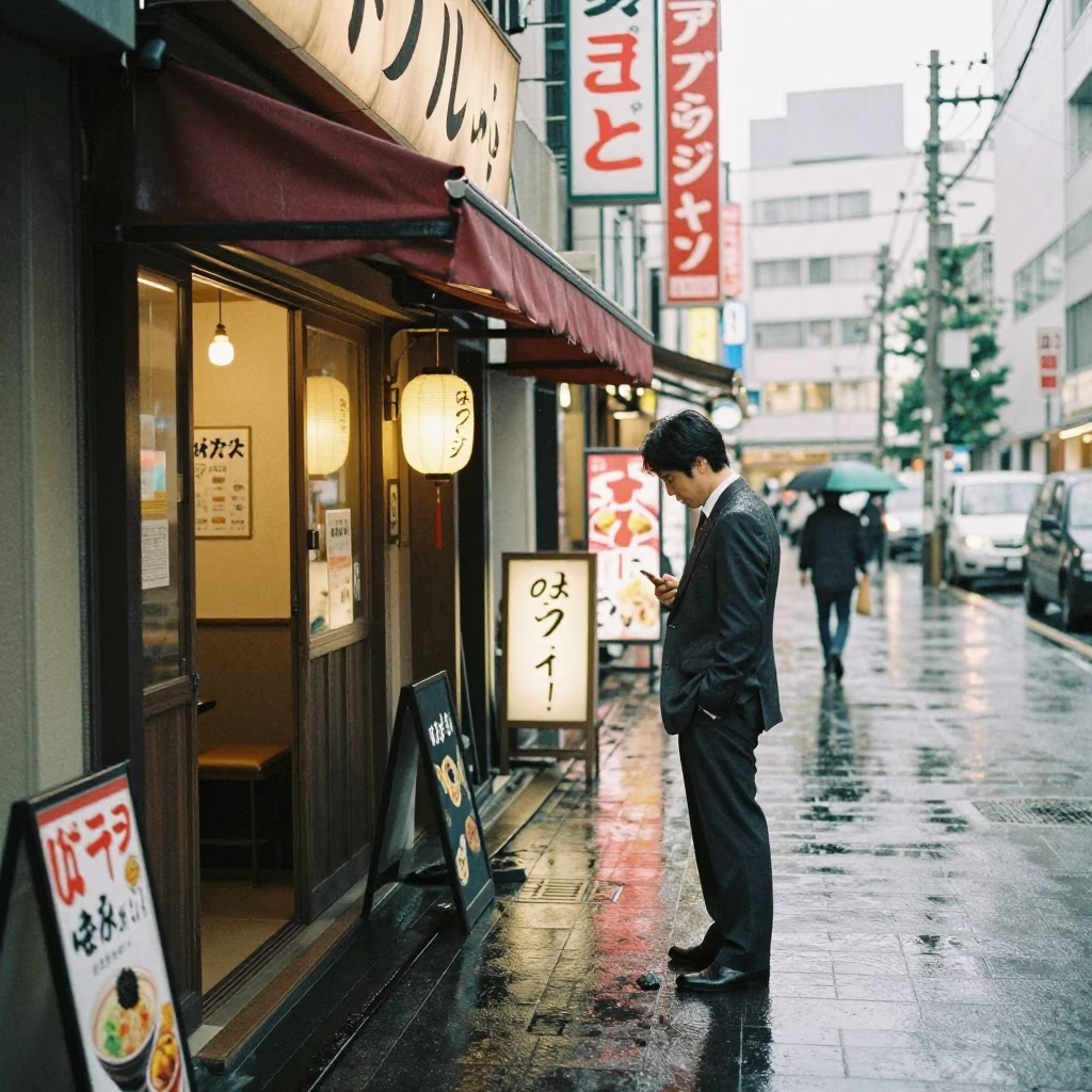 Salaryman Pausing in Tokyo in in Tokyo, Japan