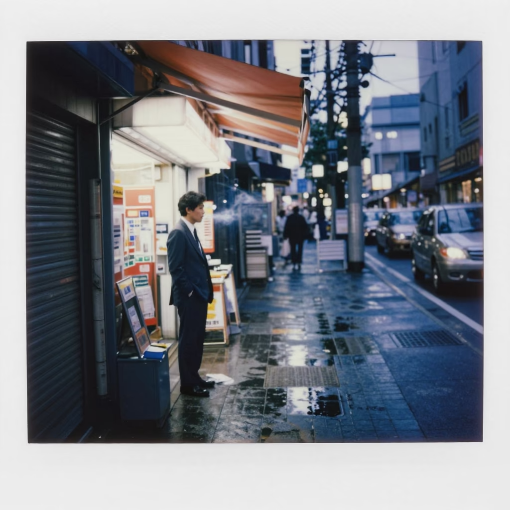 Salaryman Smoking in Tokyo in in Tokyo, Japan