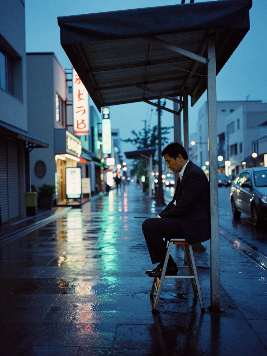 Salaryman Waiting in Sapporo in in Sapporo, Japan