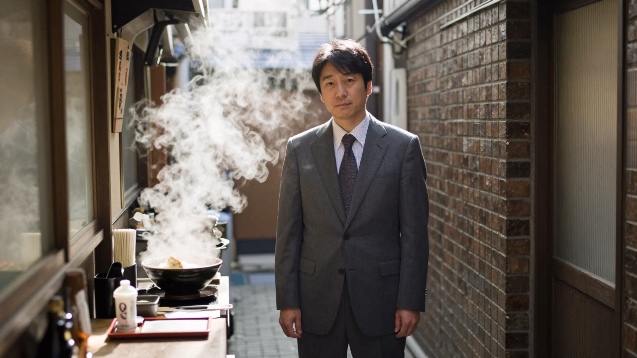 Salaryman Waiting in Tokyo in in Tokyo, Japan