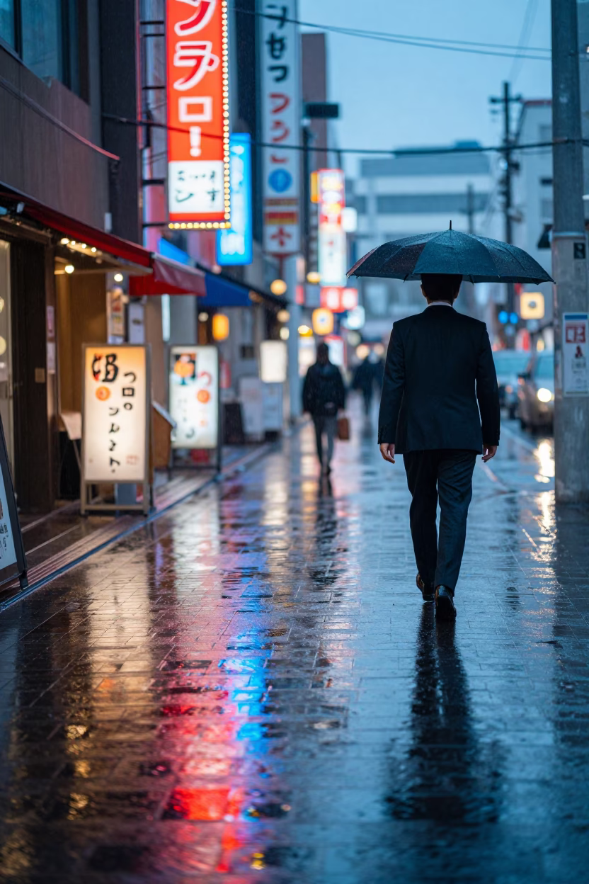 Salaryman Walking in Sapporo in in Sapporo, Japan