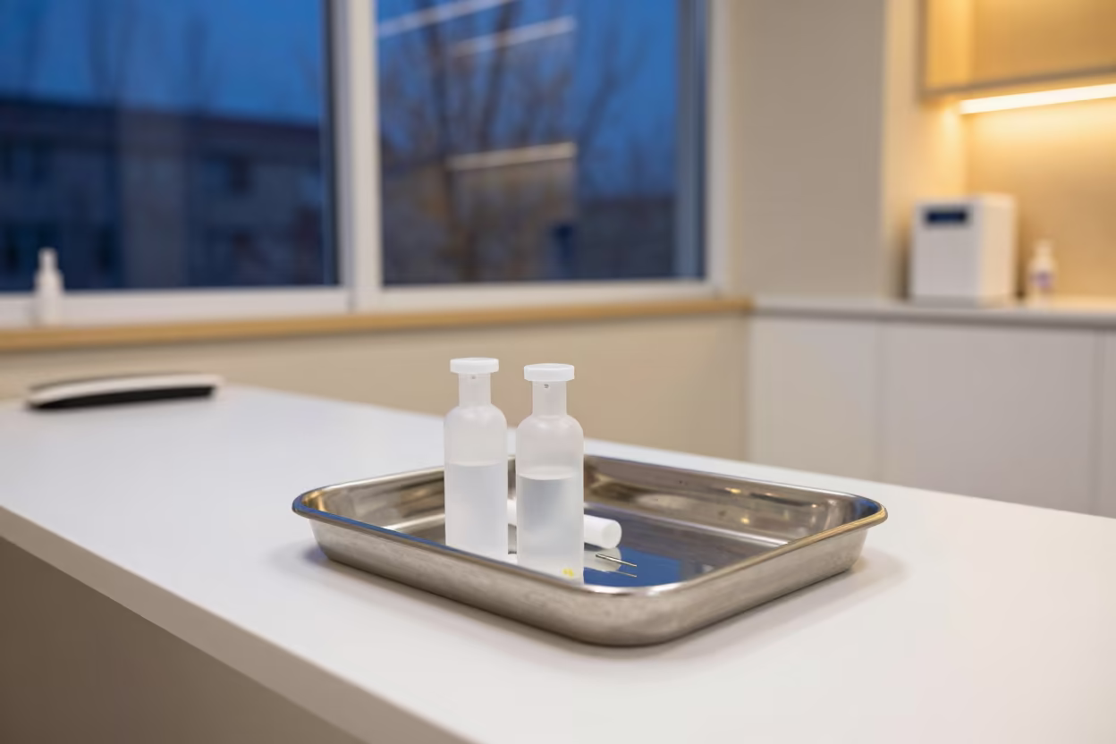 Saline Refill Tray in Nampo Salon Evening Light in inside a salon row in Nampo