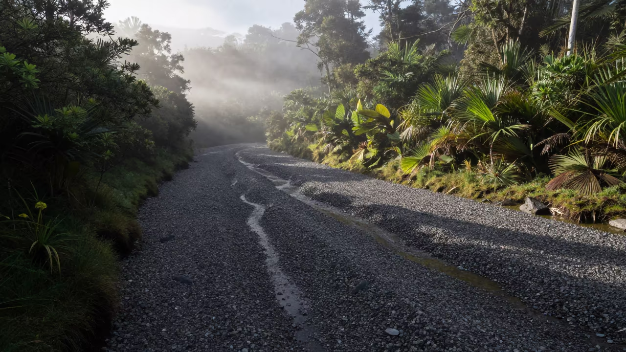 Salmon Spawning Bed Misty Colombian Trail in along a game trail in Colombia