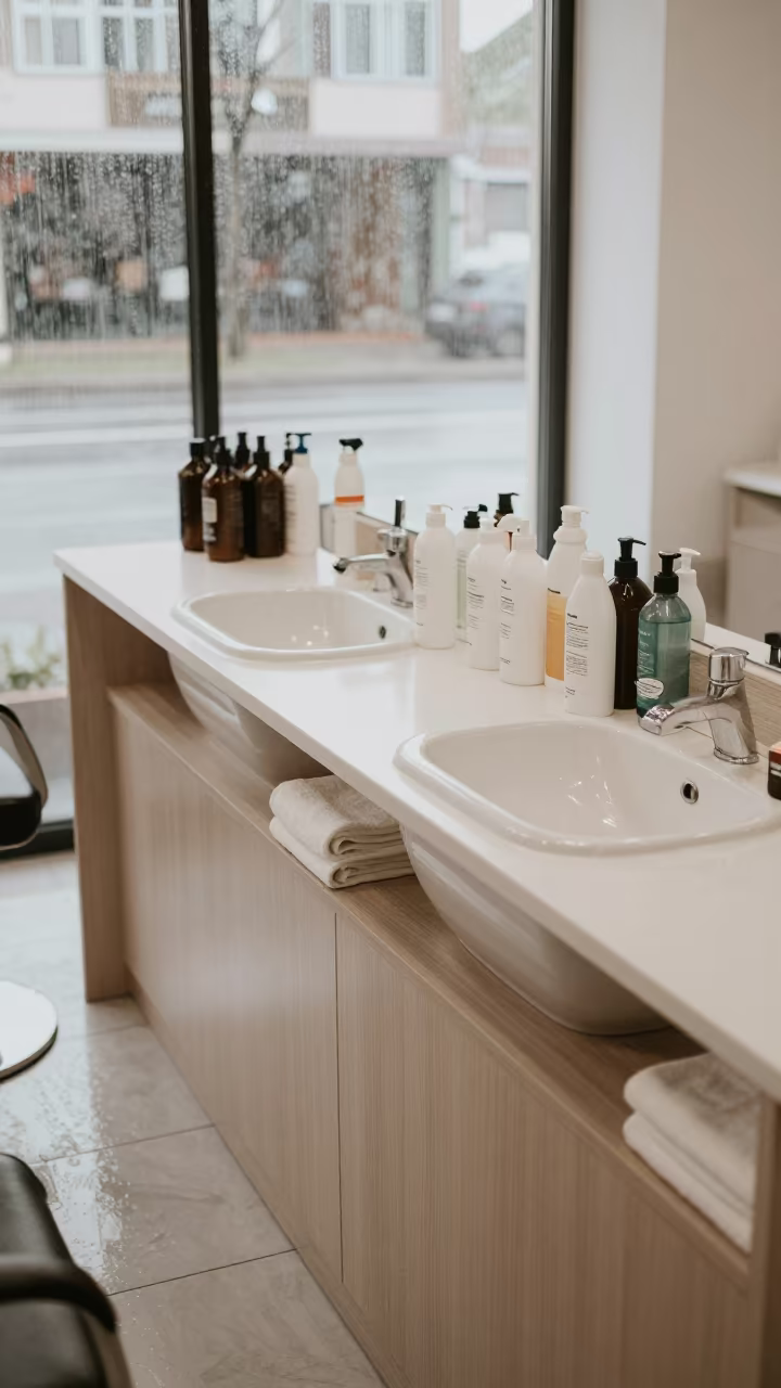 Salon Backbar at Dawn in Yalova in at a salon reception counter near Yalova