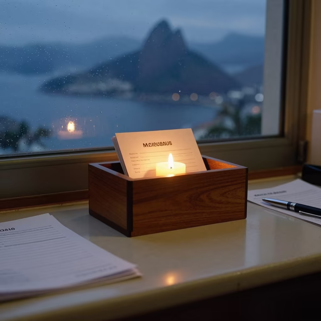 Salon Booking Box in Rio Predawn Candlelight in inside a salon row in Rio de Janeiro