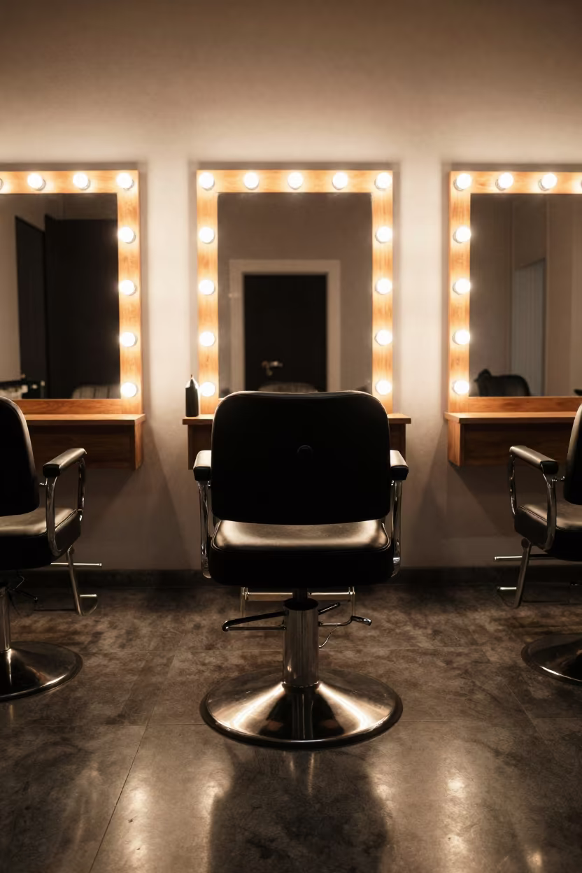 Salon Chair Mirror Neon Timisoara Night in inside a salon row in Timisoara