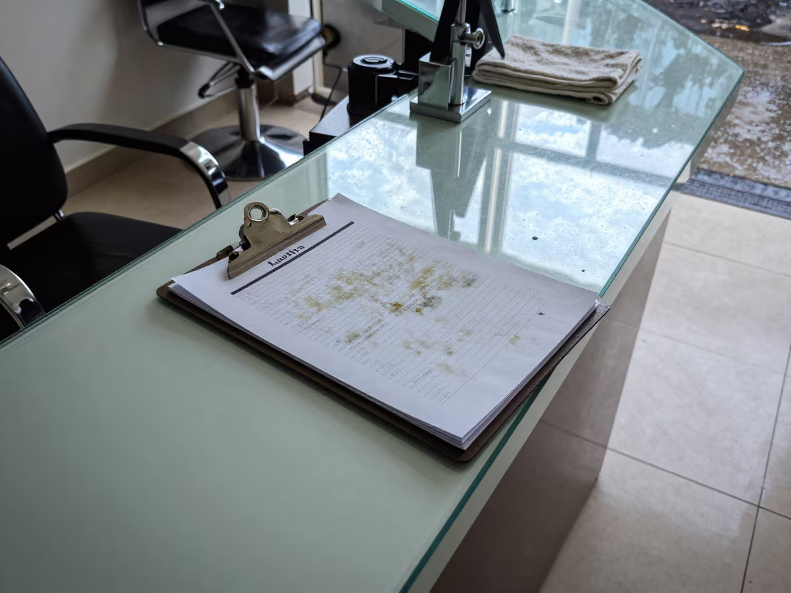 Salon Checklist Clipboard Mirror Light Luanshya in at a salon reception counter in Luanshya