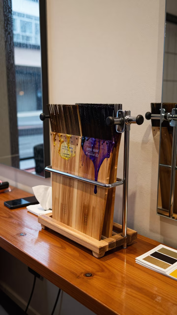 Salon Clamp Rack with Balayage Tools in inside a salon row near Islamabad