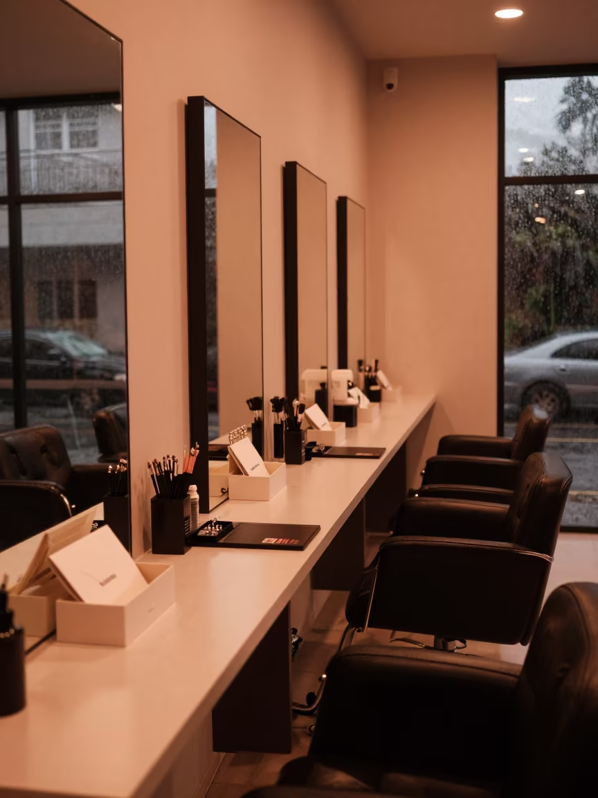 Salon Commission Envelope Before Dusk Light in inside a salon row in Cabimas