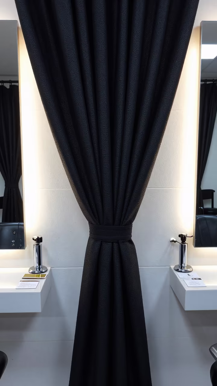 Salon Curtain Tie in Nairobi Wet Season Light in inside a salon row in Nairobi