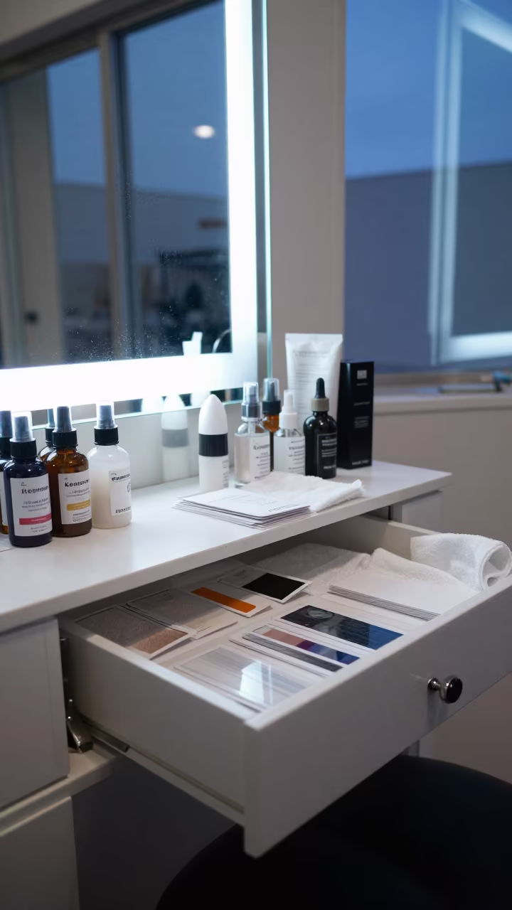 Salon Dust Filter Drawer Twilight Service Polish in at a salon reception counter in Kasama