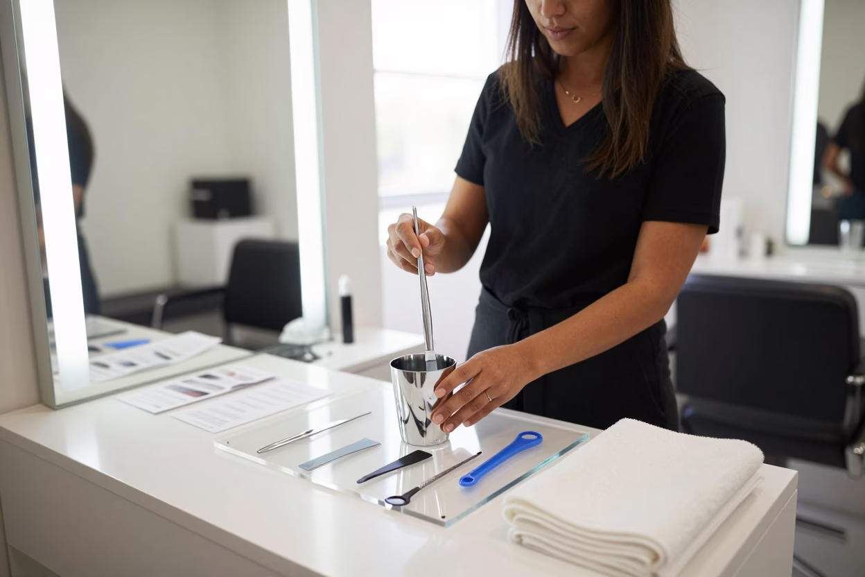 Salon Educator Brush Cup Demo Braamfontein in inside a skincare treatment room in Braamfontein, Johannesburg
