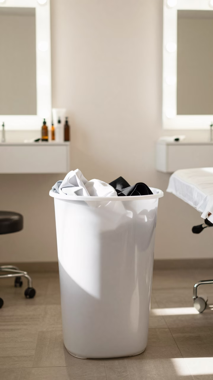 Salon Hamper in Bright Midmorning Light Brescia in inside a skincare treatment room near Brescia