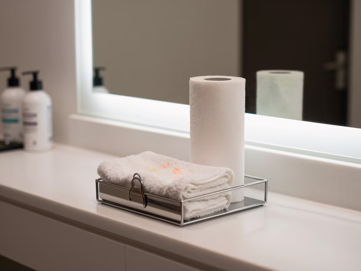 Salon Retail Clip Bin with Tissue and Acrylic in at a salon reception counter near Can Tho