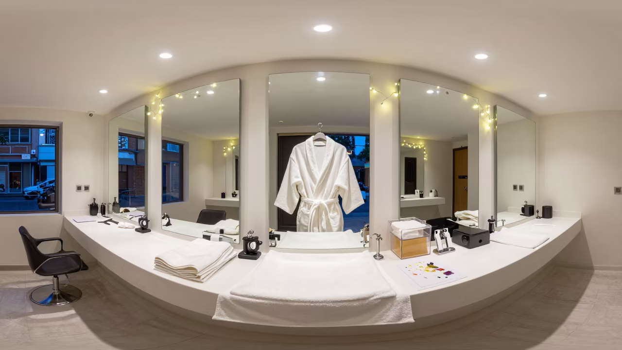 Salon Robe Laundry in Liwan Evening Glow in at a salon reception counter in Liwan, Guangzhou