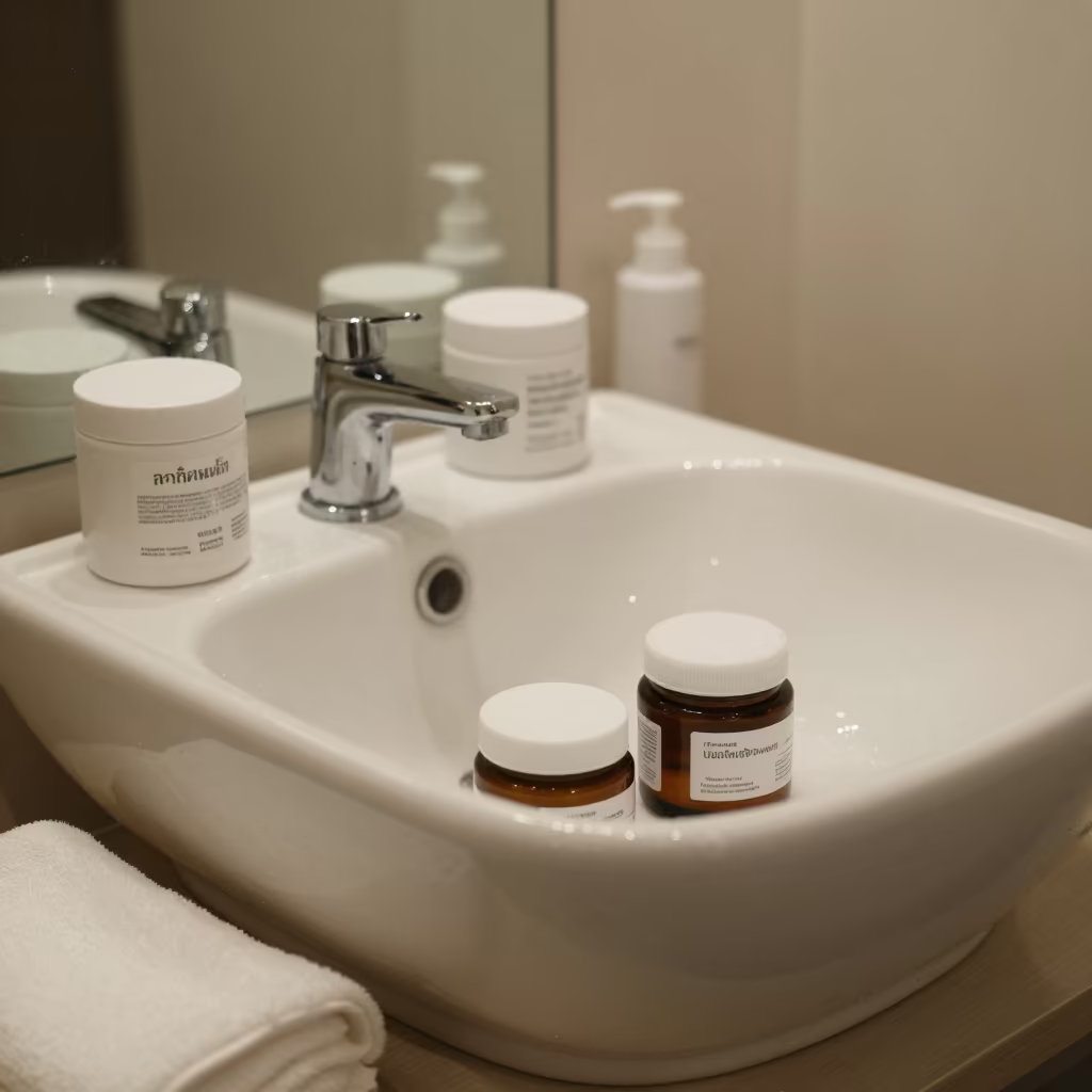Salon Sink with Shampoos Bangkok Treatment Room in inside a skincare treatment room in Bangkok