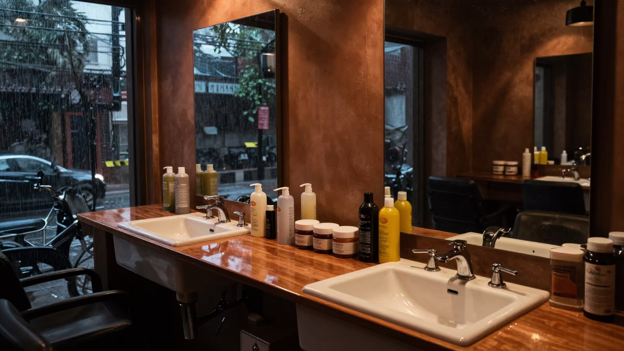 Salon Sink Shampoos Bhiwandi Rainy Season in inside a salon row in Bhiwandi