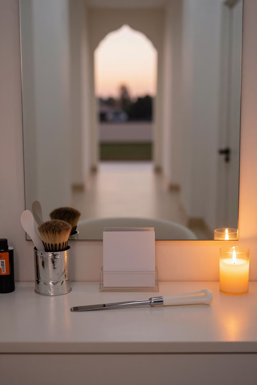 Salon Vanity Beauty Tools at Sunset in inside a salon row near Jacobabad