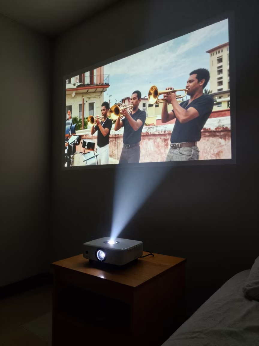 Salsa Band Projected on Savannah Night Table in on a bedside table in Savannah