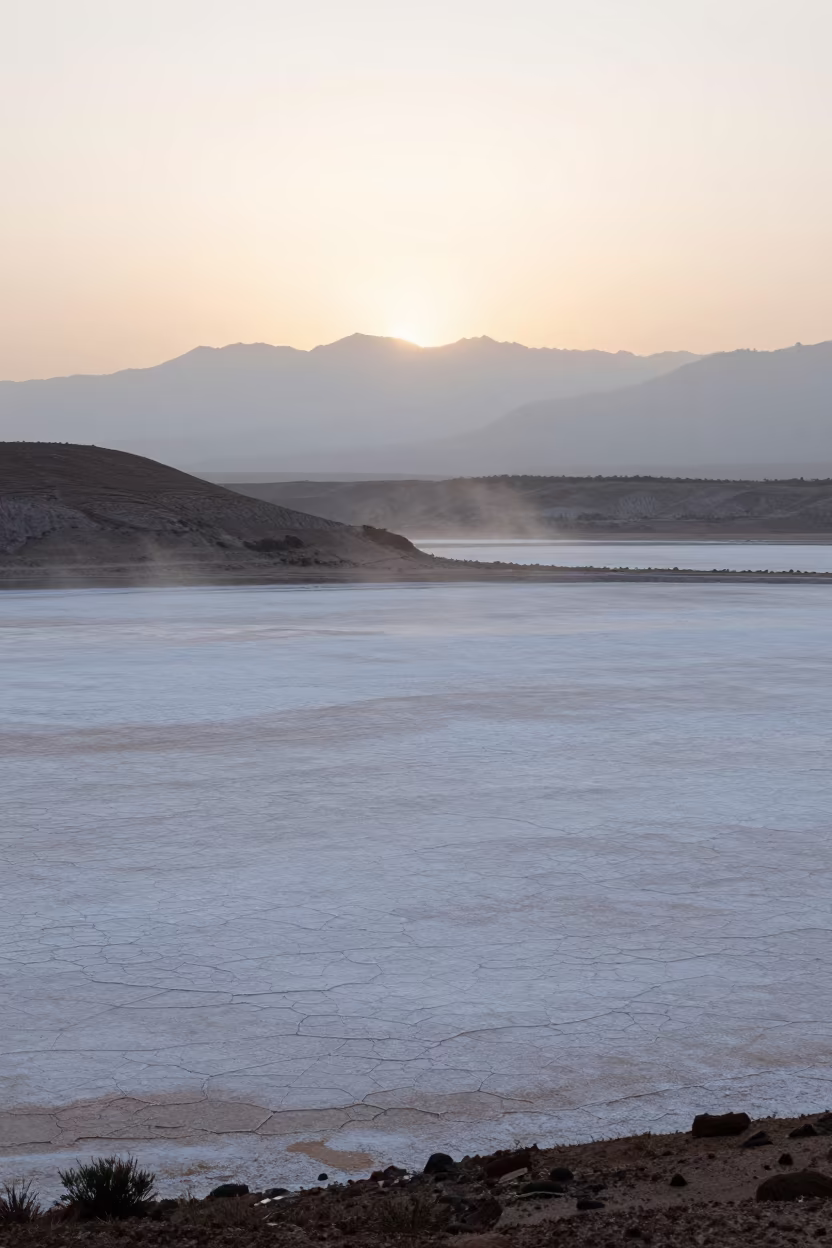 Salt Basin Dawn Haze Over Foothills at First Light in from a ridge above layered foothills near Isla Margarita
