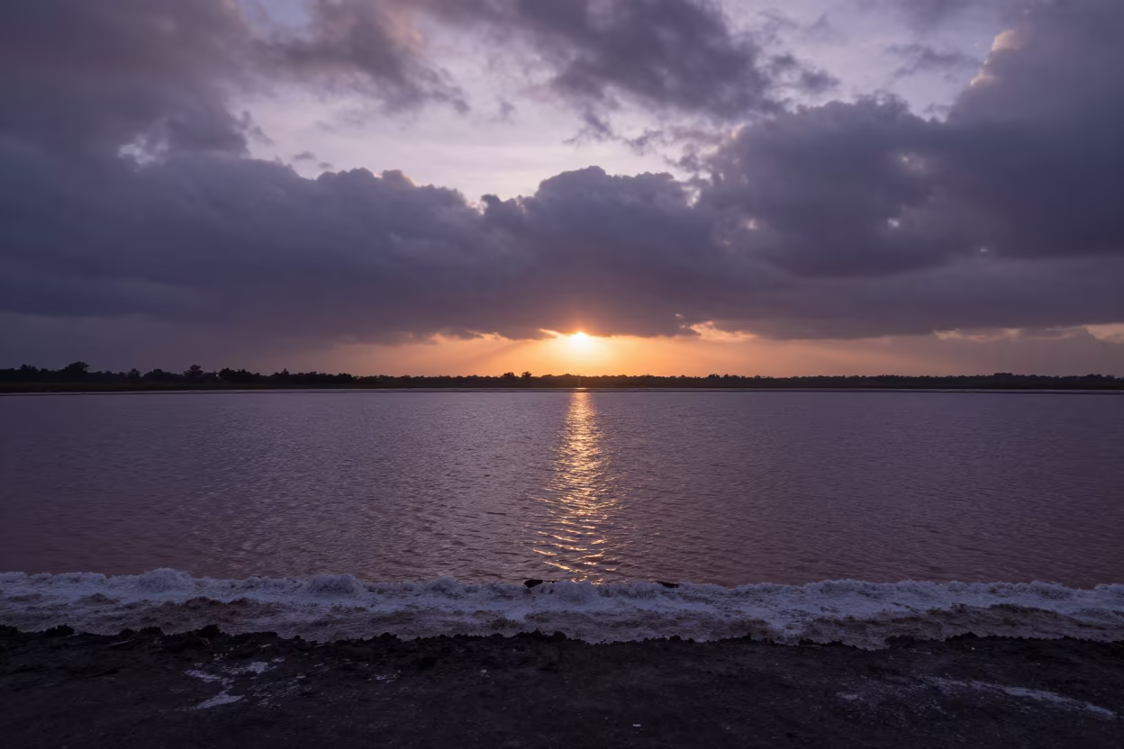 Salt Basin Silhouette Monsoon Sunset Nicaragua in across a floodplain after rain in Nicaragua