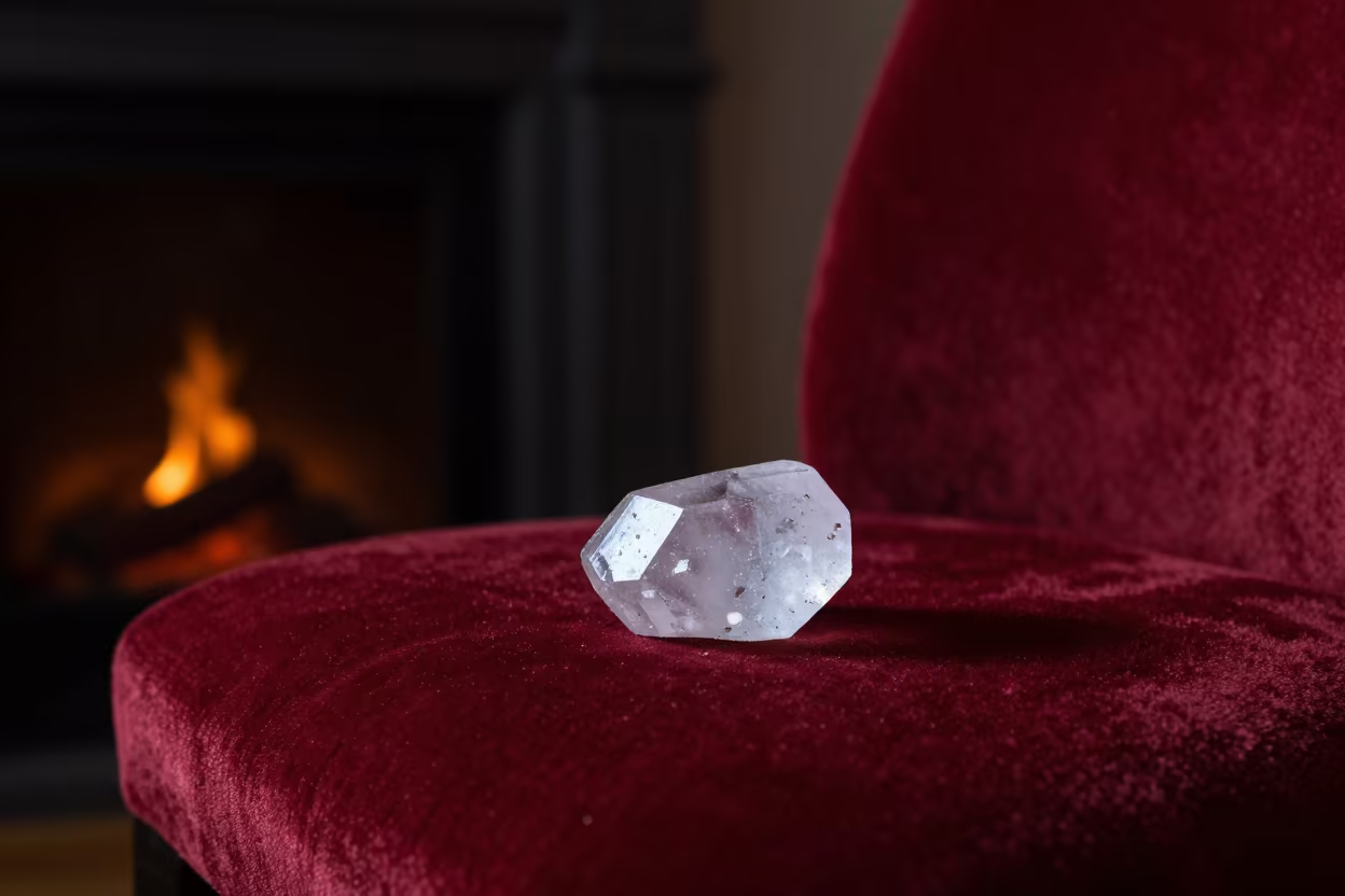 Salt Crystal on Velvet Chair Berlin Night in on a velvet chair in Berlin