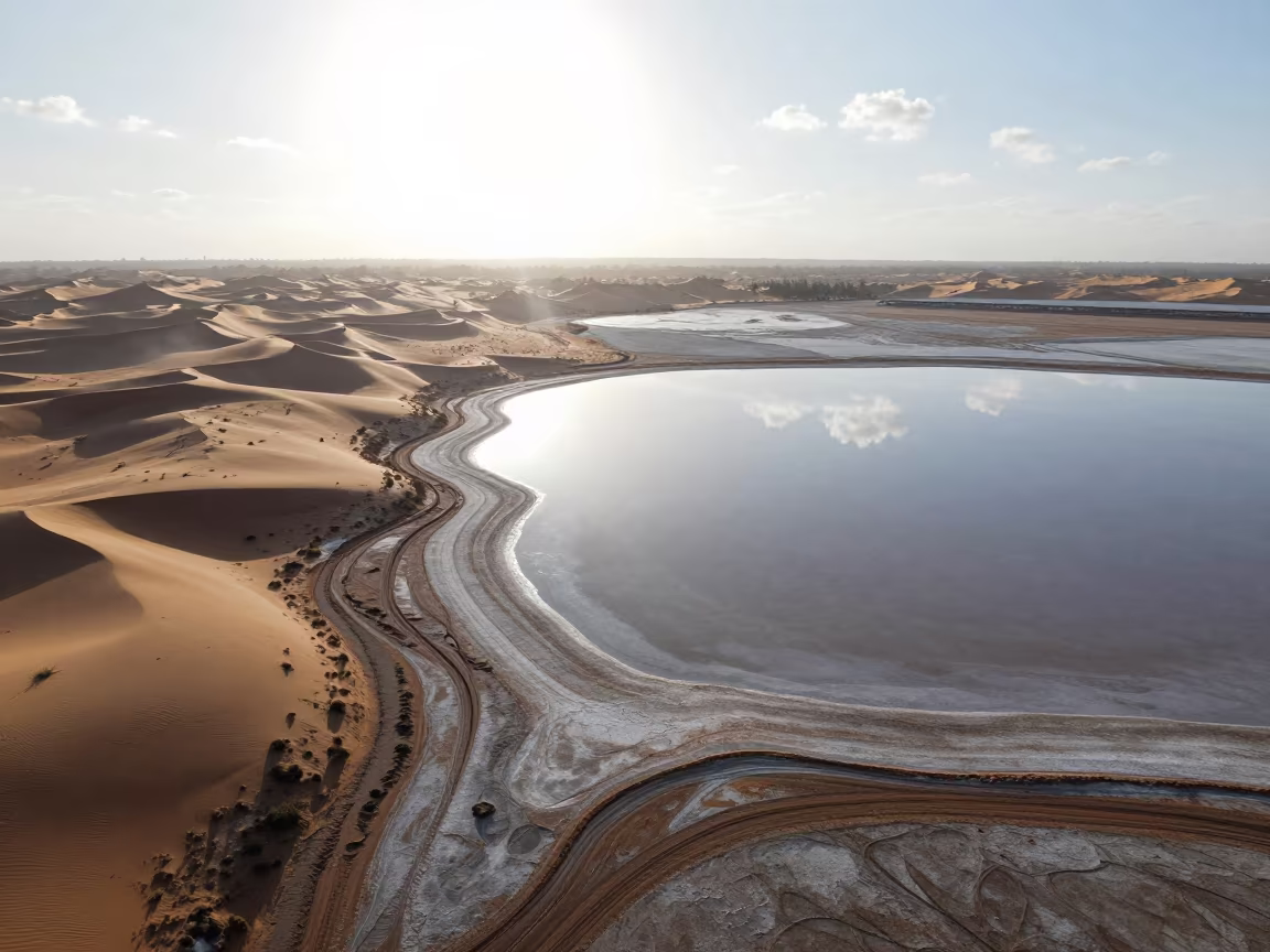 Salt Flat Sky Reflection Above Comoros Dunes in above dune fields and dry wadis in Comoros