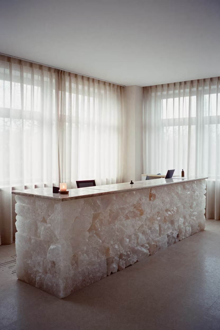 Salt Hotel Spa Reception Pre-Dawn Light in inside a spa reception near Bratislava