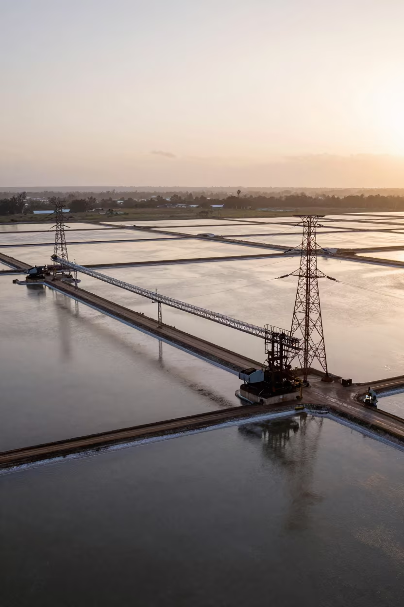 Salt Mine Pools Under Gantry Wet Season in under gantries and utility towers near Porlamar