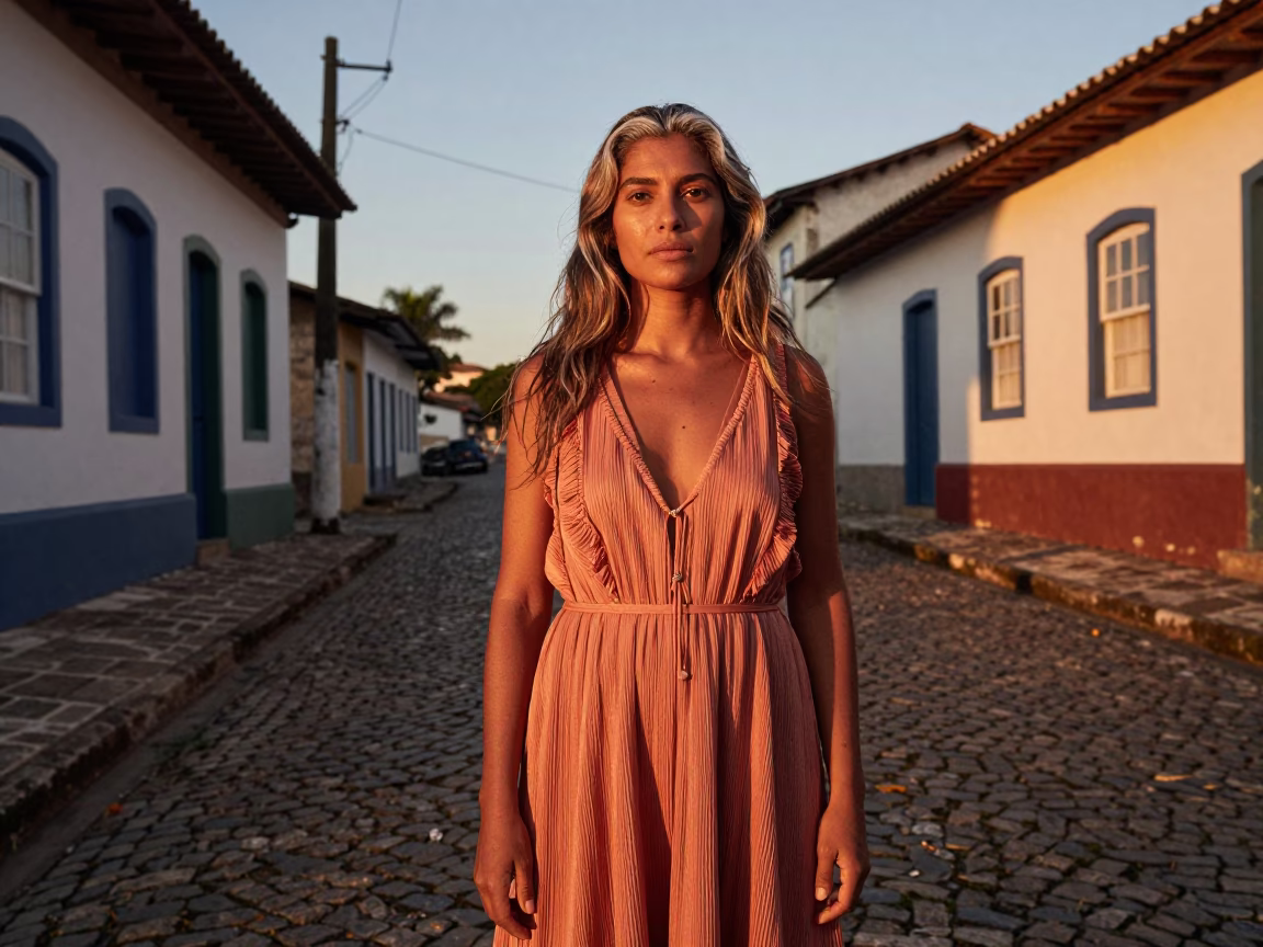 Salvador Fisherwoman Copper Dusk Light at Copper-toned Light Before Dusk in in Salvador, Brazil