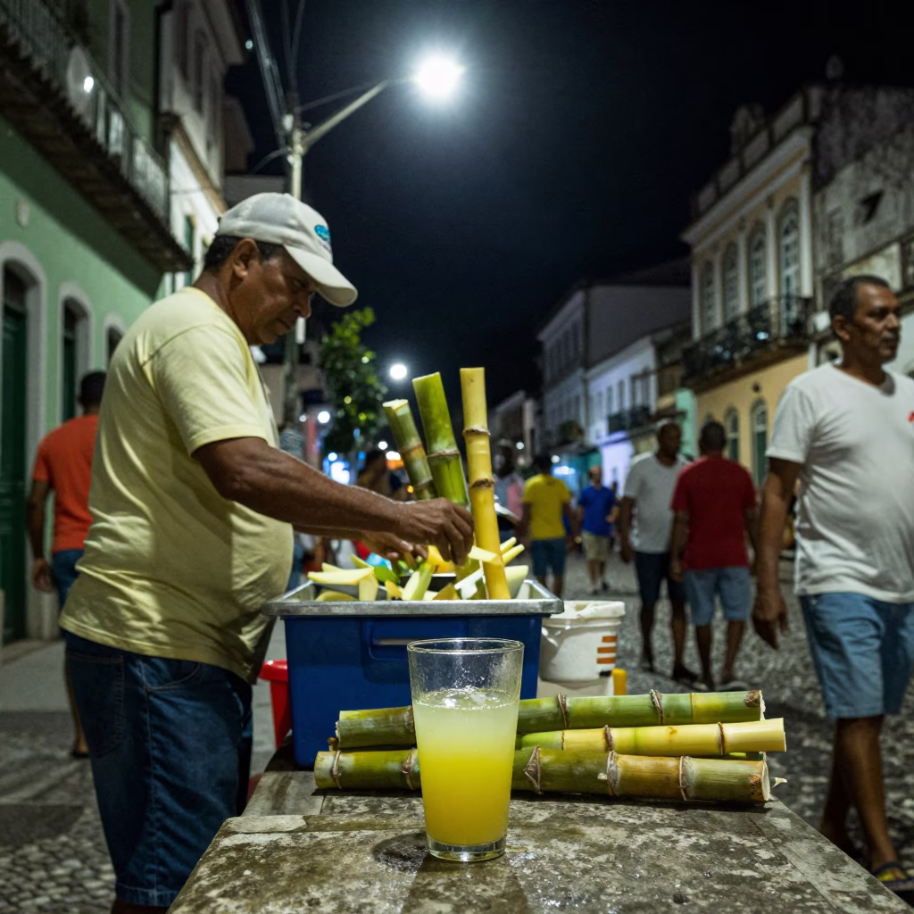 Salvador Food Scene at Deep In The Night Light in in Salvador, Brazil