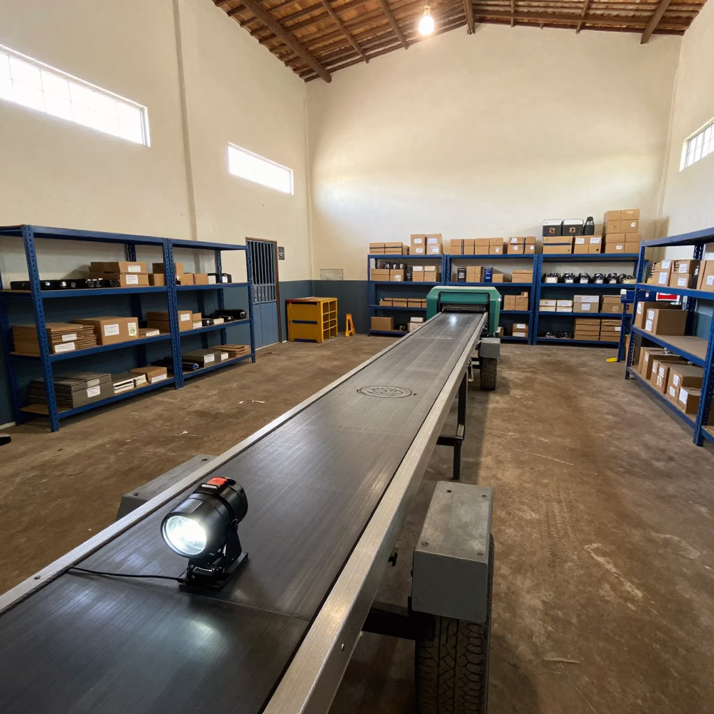 Salvador Parcel Dock Flashlight Station Morning in at a parcel sorting belt in Salvador