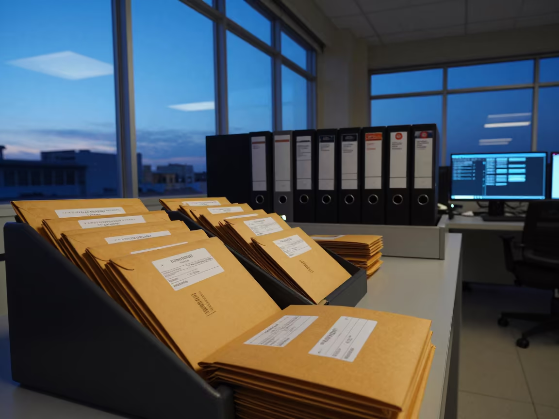 Salvador Payroll Sorter at Blue Hour in in an operations center under monitor glow in Salvador