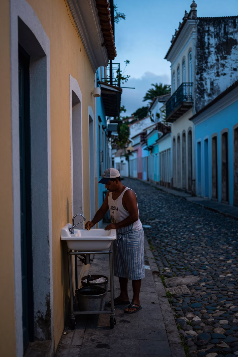 Salvador Wash Basin at Sunrise Light in in Salvador, Brazil