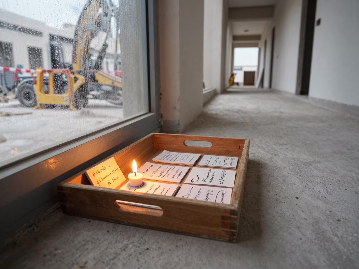 Salvage Label Tray Before Renovation Work in inside an unfinished corridor in Saudi Arabia