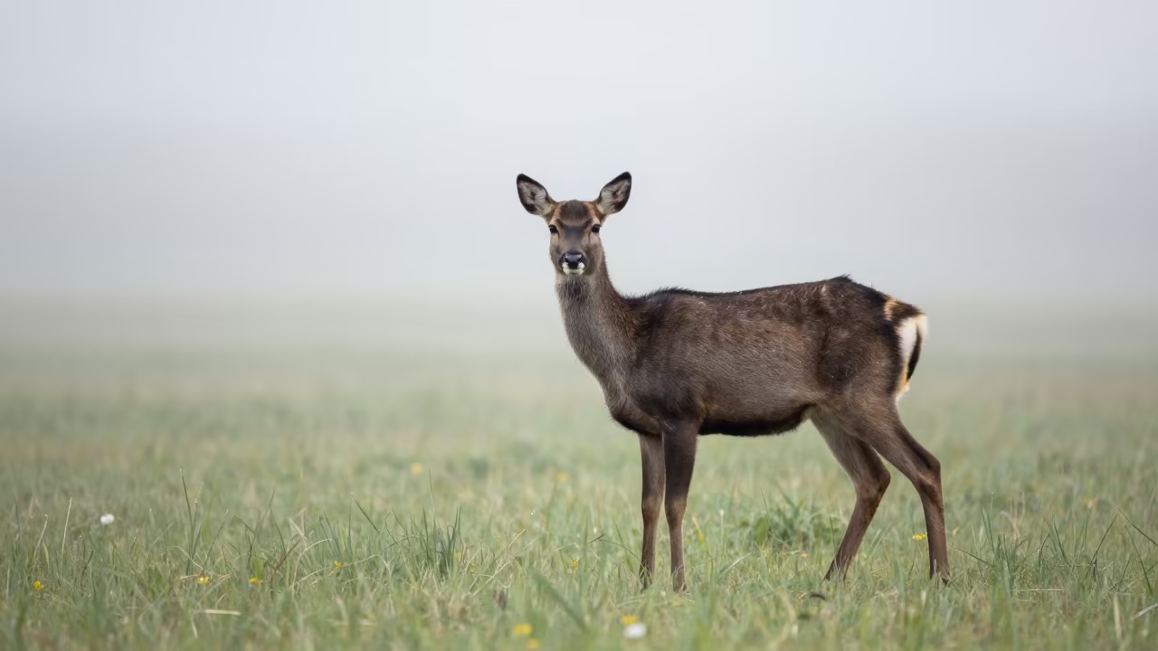 Sambar Deer in Montana Morning Mist in in Montana