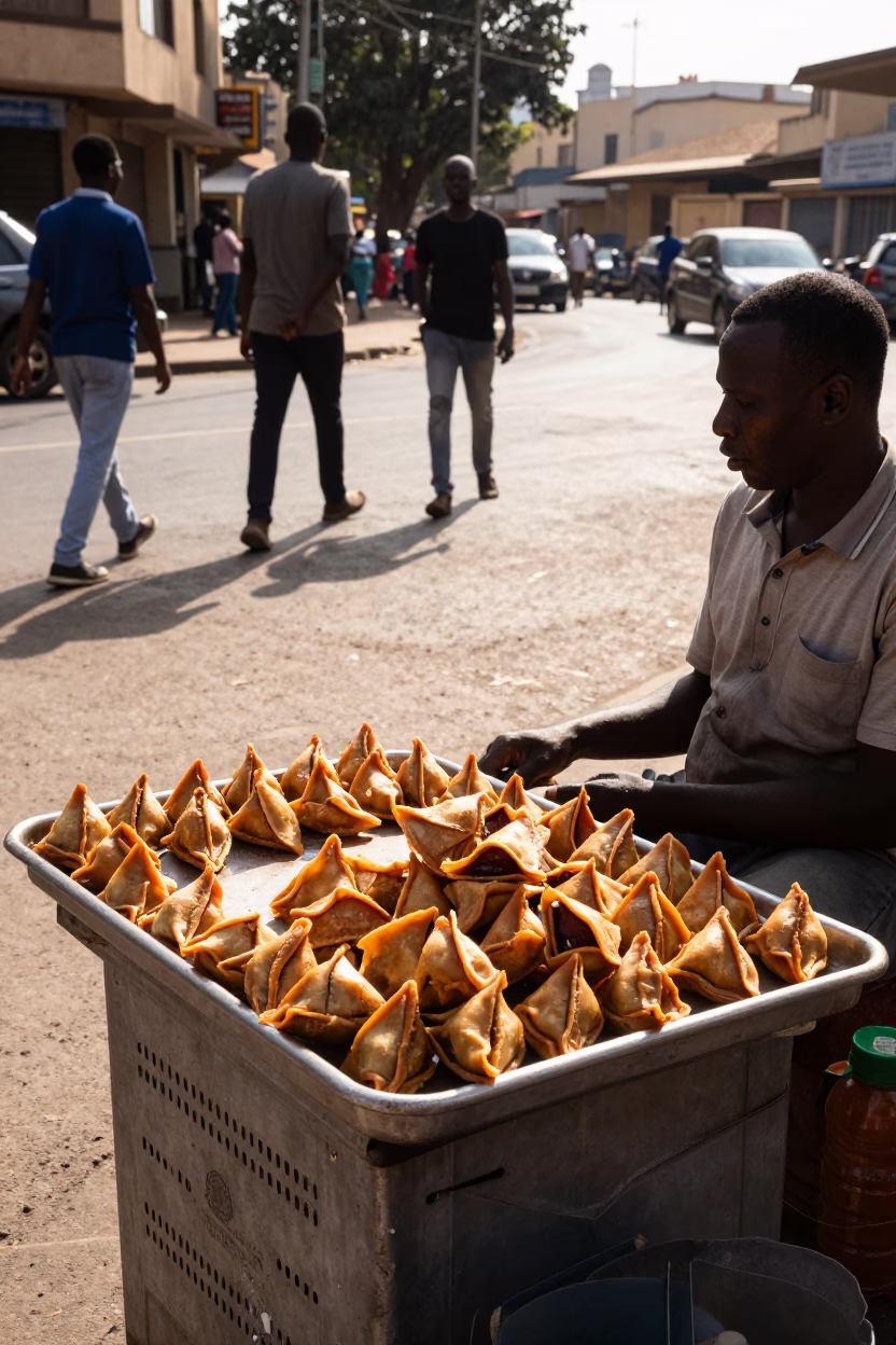 Sambusa Snacks in Johannesburg at Clear Late-afternoon Light in in Johannesburg, South Africa