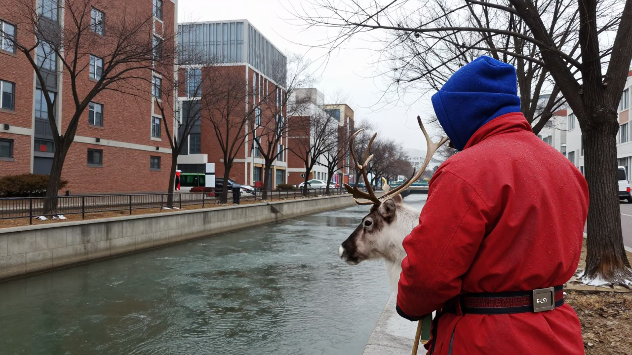 Sami Herder in Gakti Beside Hongdae Canal in beside a canal in Hongdae, Seoul