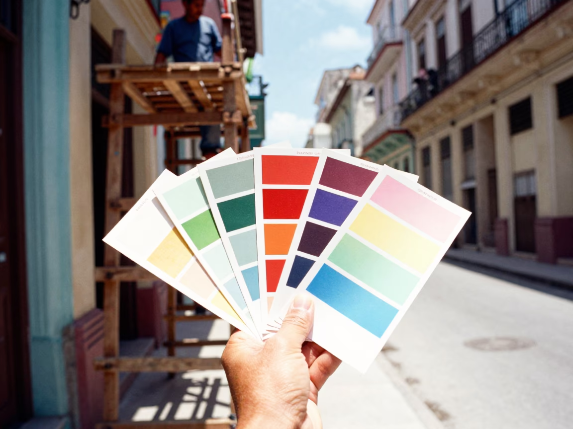 Sample Swatches in Havana at Bright Midmorning Light in in Havana, Cuba