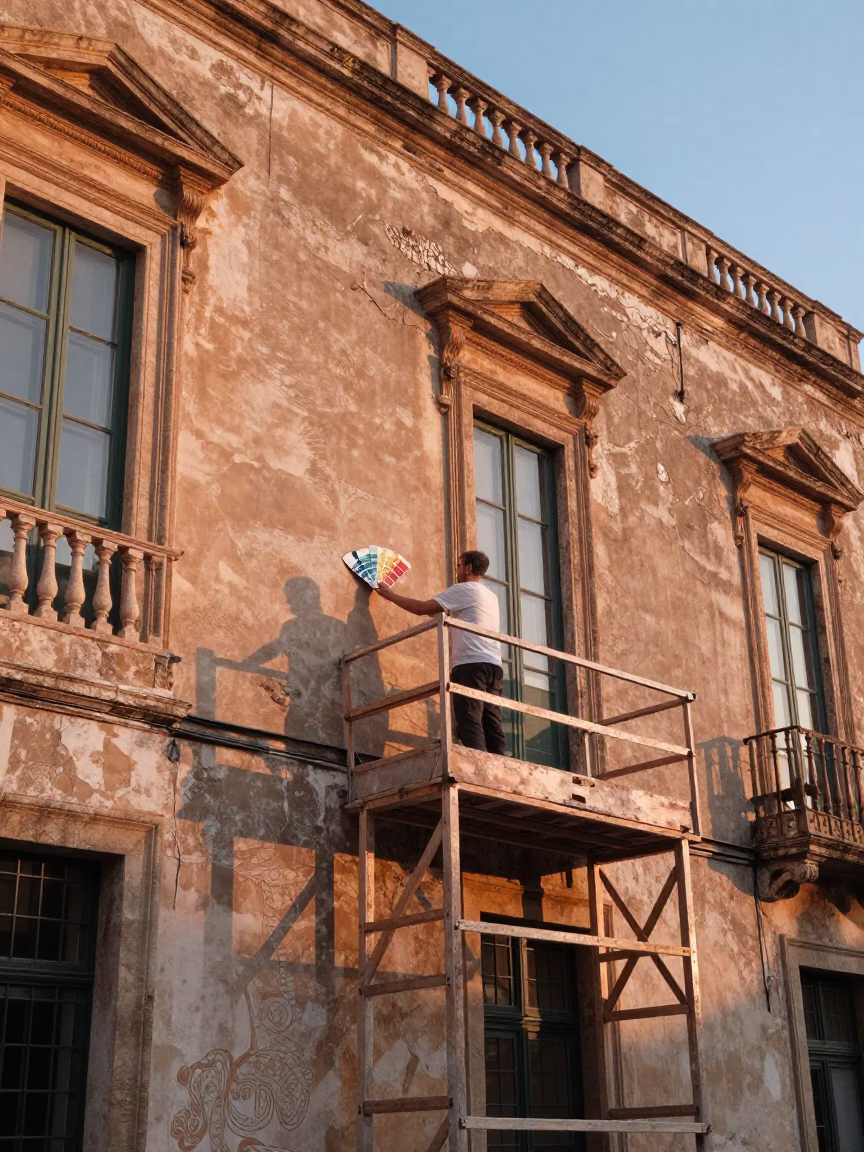 Sample Swatches in Palermo at Nautical Dawn Light in in Palermo, Italy