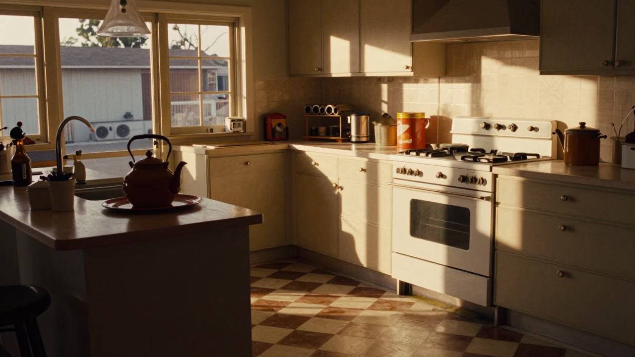 San Diego 1950s Kitchen at The Early Evening Light in in San Diego, California, United States