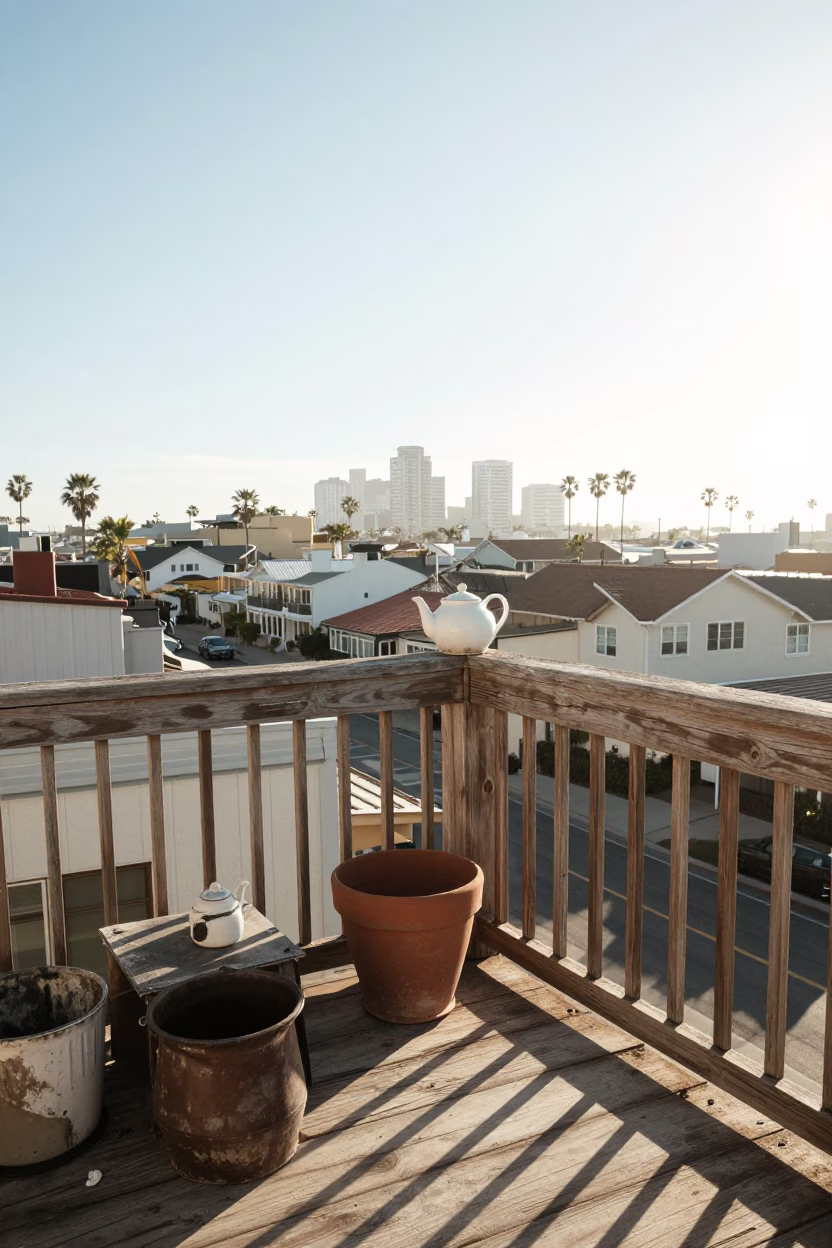 San Diego Balcony Morning at Bright Midmorning Light in in San Diego, California, United States