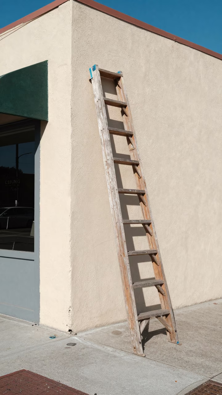 San Diego California Noon Street Scene with Wooden Ladder and Brushed Steel Details in in San Diego, California, United States