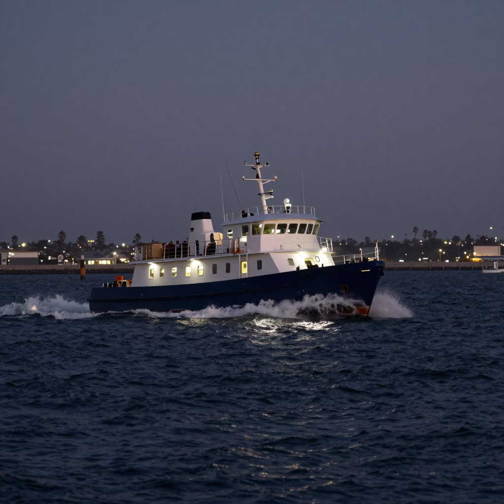San Diego Choppy Waters at Late At Night Light in in San Diego, California, United States