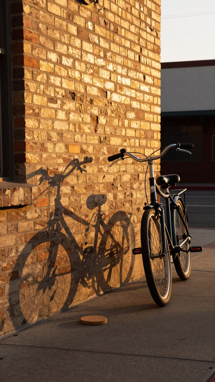 San Diego Golden Hour Street Scene with Bicycle and Cork Coaster Detail in in San Diego, California, United States