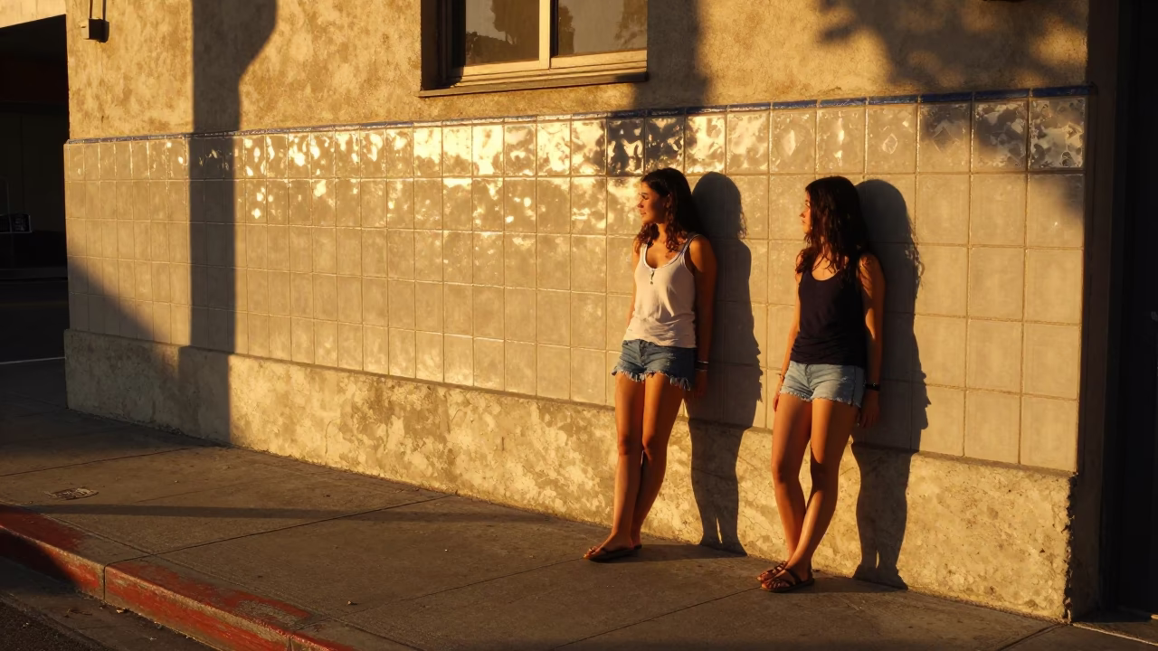 San Diego Honeyed Evening Light Street Scene with Ceramic Tiles and Concrete in in San Diego, California, United States